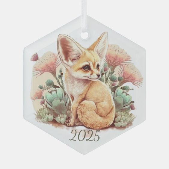 (image for) Fennec Fox 2025 Hex CA Glass Ornament